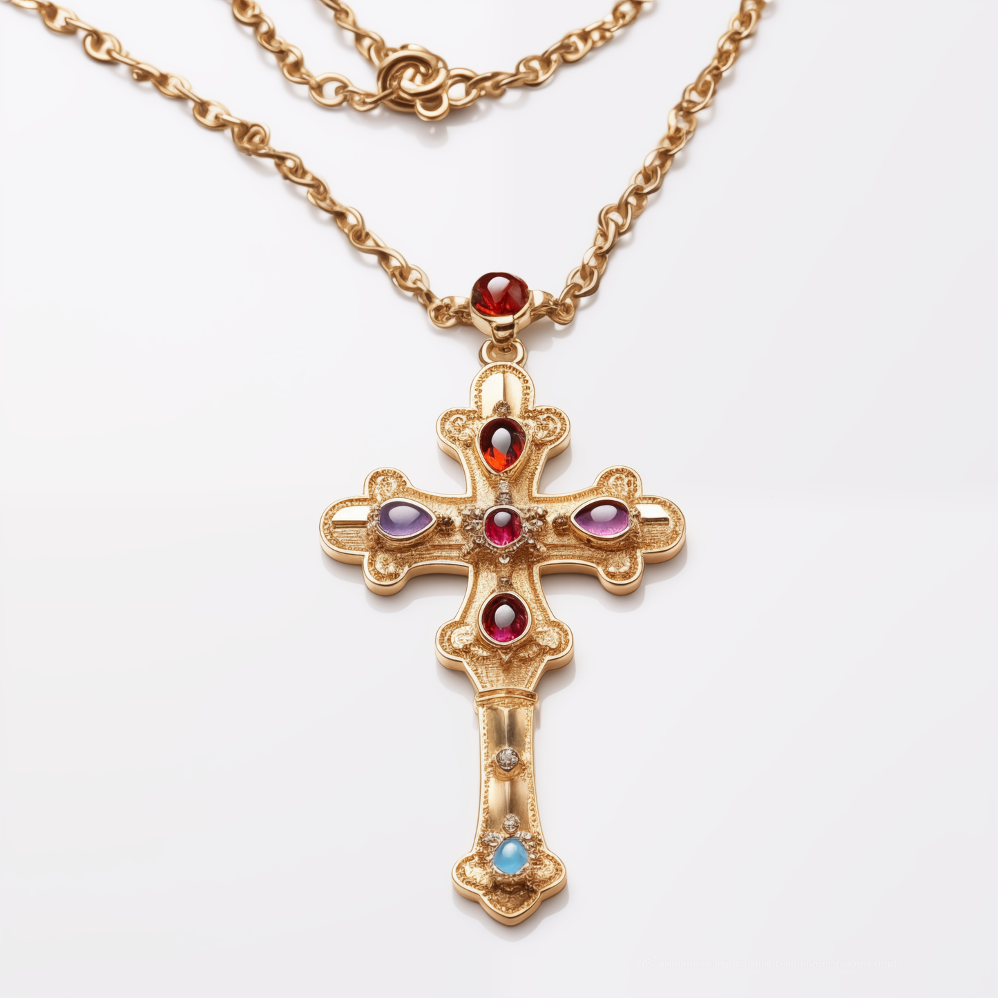Multi-Jewel Cross Necklace